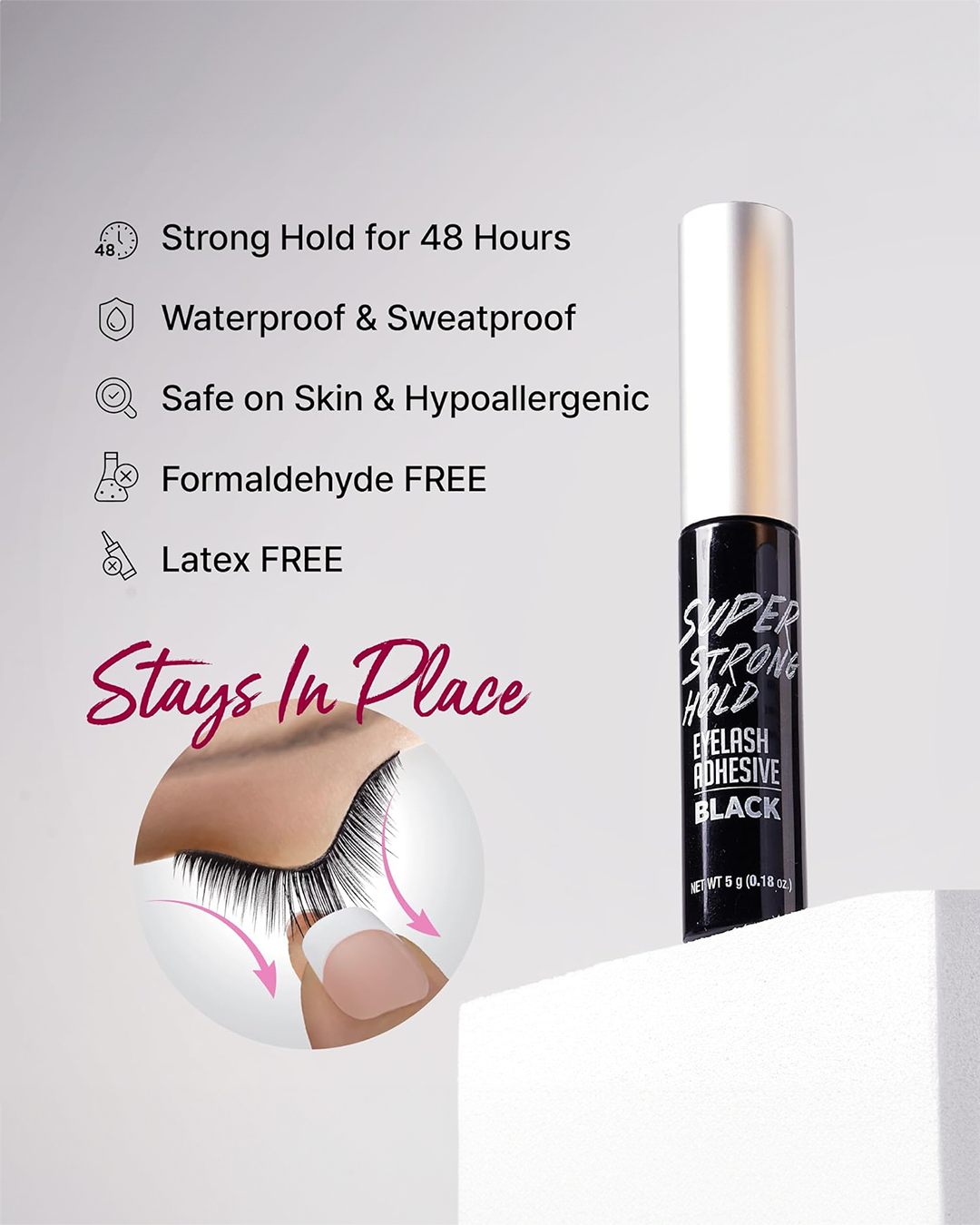 Kiss Super Strong Hold Eyelash Adhesive Glue - Black (KPEG05)