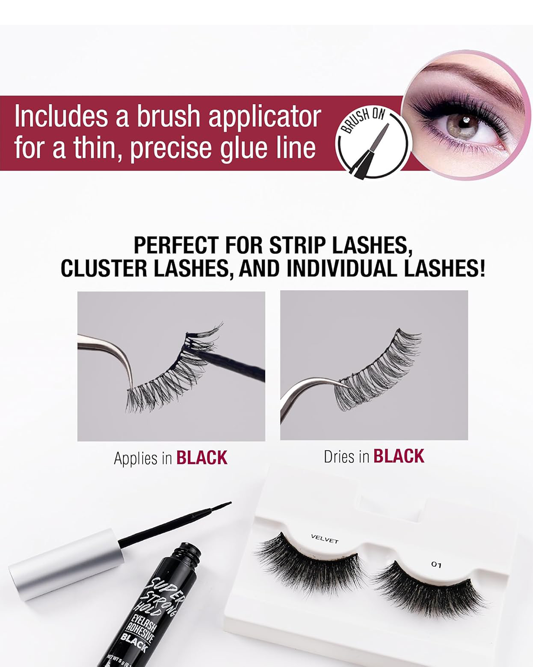 Kiss Super Strong Hold Eyelash Adhesive Glue - Black (KPEG05)