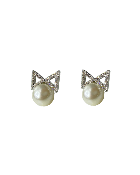 Stud Pearl & Bow Earrings