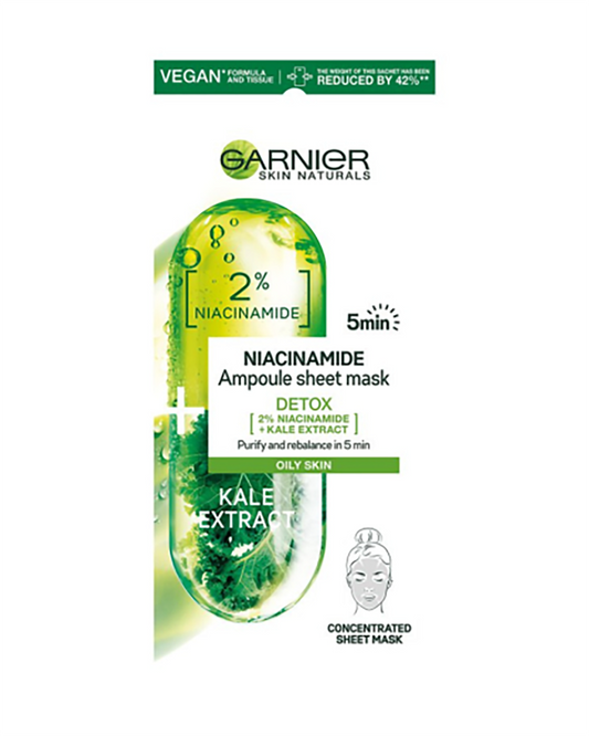 Garnier Skin Naturals Niacinamide + Kale Detox Ampoule Sheet Mask