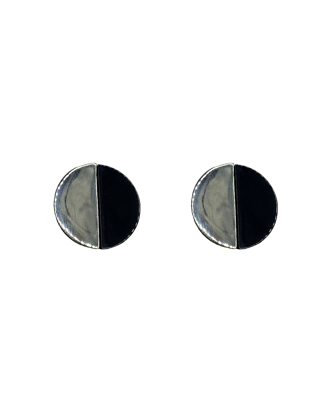 Silver & Black Stud Earrings