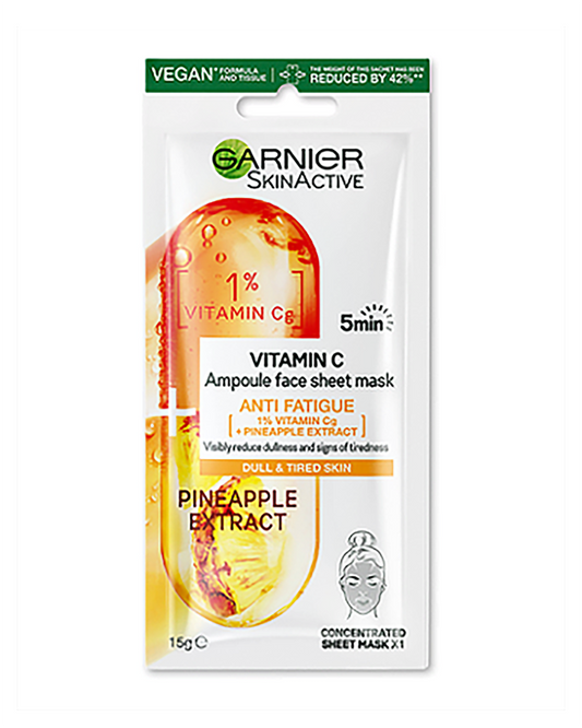 Garnier Skin Active Vitamin C + Pineapple Anti Fatigue Ampoule Sheet Mask